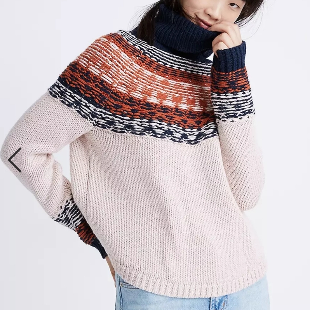 Madewell Brookdale Fair Isle Turtleneck Sweater S